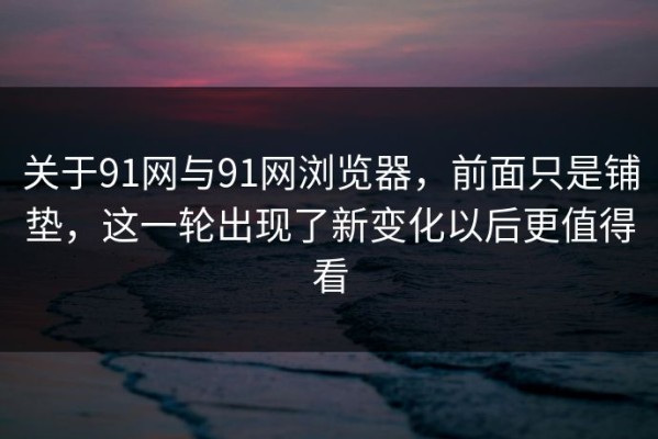 关于91网与91网浏览器，前面只是铺垫，这一轮出现了新变化以后更值得看