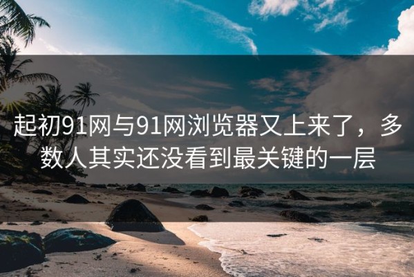 起初91网与91网浏览器又上来了，多数人其实还没看到最关键的一层