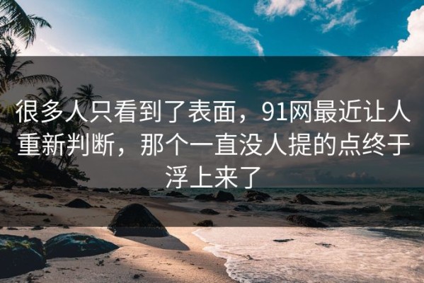 很多人只看到了表面，91网最近让人重新判断，那个一直没人提的点终于浮上来了