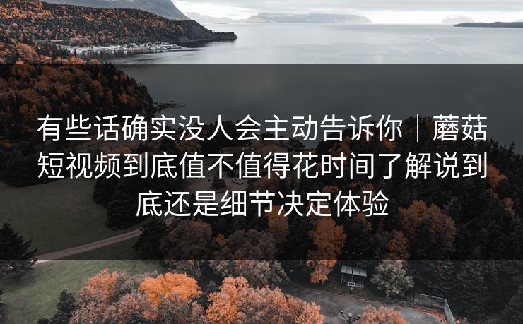 有些话确实没人会主动告诉你｜蘑菇短视频到底值不值得花时间了解说到底还是细节决定体验