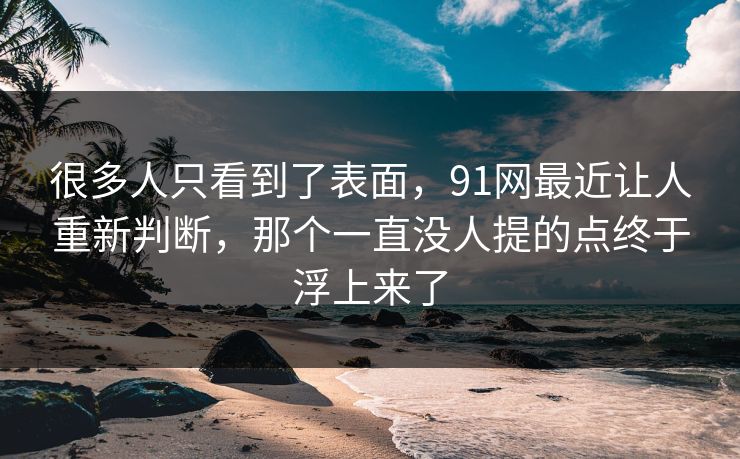很多人只看到了表面，91网最近让人重新判断，那个一直没人提的点终于浮上来了