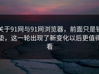 关于91网与91网浏览器，前面只是铺垫，这一轮出现了新变化以后更值得看
