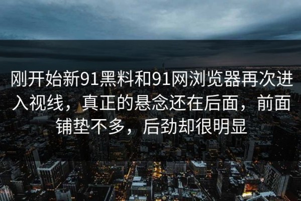 刚开始新91黑料和91网浏览器再次进入视线，真正的悬念还在后面，前面铺垫不多，后劲却很明显