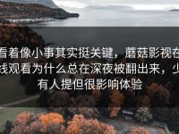 看着像小事其实挺关键，蘑菇影视在线观看为什么总在深夜被翻出来，少有人提但很影响体验