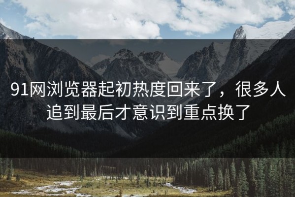 91网浏览器起初热度回来了，很多人追到最后才意识到重点换了