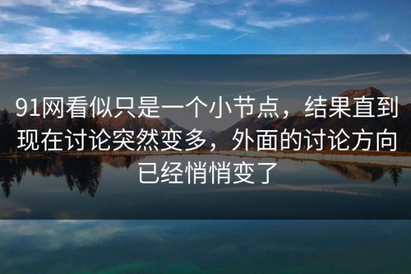 91网看似只是一个小节点，结果直到现在讨论突然变多，外面的讨论方向已经悄悄变了