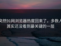突然91网浏览器热度回来了，多数人其实还没看到最关键的一层