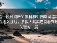 这一段时间新91黑料和91网浏览器再次进入视线，多数人其实还没看到最关键的一层