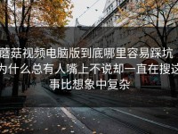 蘑菇视频电脑版到底哪里容易踩坑｜为什么总有人嘴上不说却一直在搜这事比想象中复杂