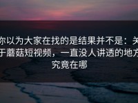 你以为大家在找的是结果并不是：关于蘑菇短视频，一直没人讲透的地方究竟在哪
