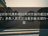 起初新91黑料和91网浏览器热度回来了，多数人其实还没看到最关键的一层