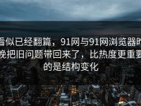 看似已经翻篇，91网与91网浏览器昨晚把旧问题带回来了，比热度更重要的是结构变化