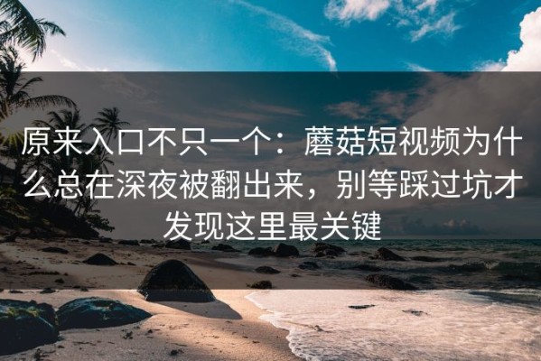 原来入口不只一个：蘑菇短视频为什么总在深夜被翻出来，别等踩过坑才发现这里最关键