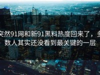 突然91网和新91黑料热度回来了，多数人其实还没看到最关键的一层