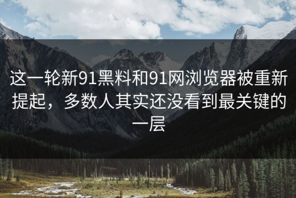 这一轮新91黑料和91网浏览器被重新提起，多数人其实还没看到最关键的一层