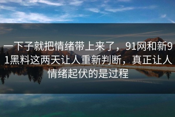 一下子就把情绪带上来了，91网和新91黑料这两天让人重新判断，真正让人情绪起伏的是过程