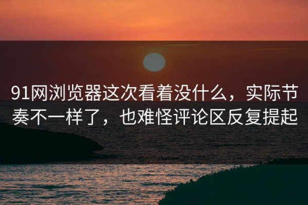 91网浏览器这次看着没什么，实际节奏不一样了，也难怪评论区反复提起
