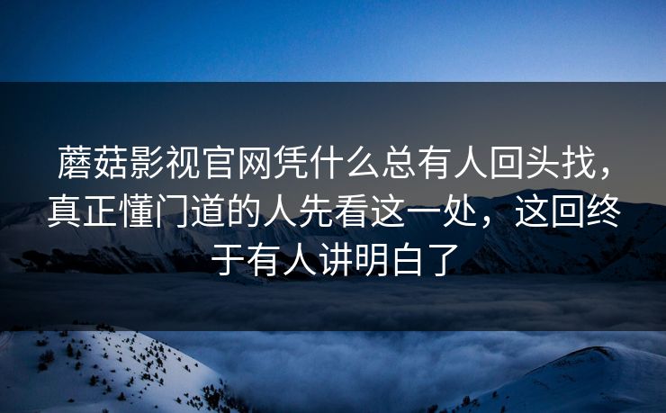 蘑菇影视官网凭什么总有人回头找，真正懂门道的人先看这一处，这回终于有人讲明白了