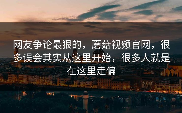网友争论最狠的，蘑菇视频官网，很多误会其实从这里开始，很多人就是在这里走偏