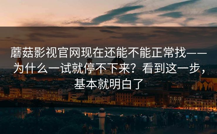 蘑菇影视官网现在还能不能正常找——为什么一试就停不下来？看到这一步，基本就明白了