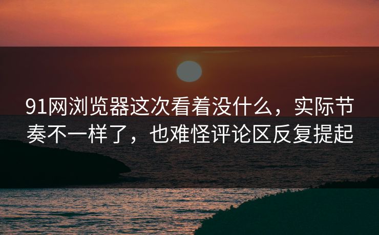 91网浏览器这次看着没什么，实际节奏不一样了，也难怪评论区反复提起
