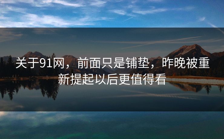 关于91网，前面只是铺垫，昨晚被重新提起以后更值得看