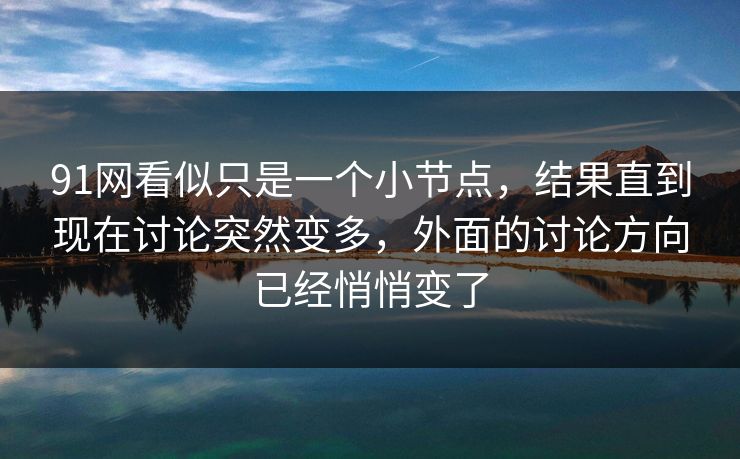 91网看似只是一个小节点，结果直到现在讨论突然变多，外面的讨论方向已经悄悄变了