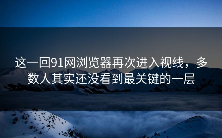 这一回91网浏览器再次进入视线，多数人其实还没看到最关键的一层