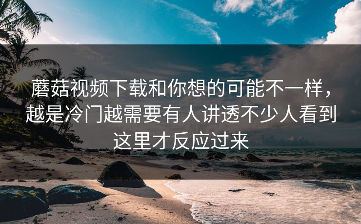 蘑菇视频下载和你想的可能不一样，越是冷门越需要有人讲透不少人看到这里才反应过来