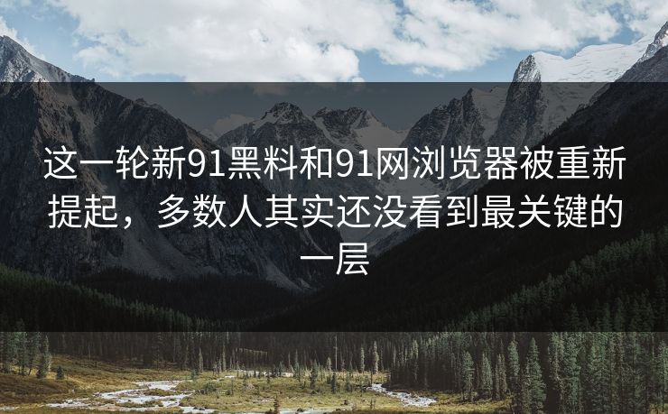 这一轮新91黑料和91网浏览器被重新提起，多数人其实还没看到最关键的一层