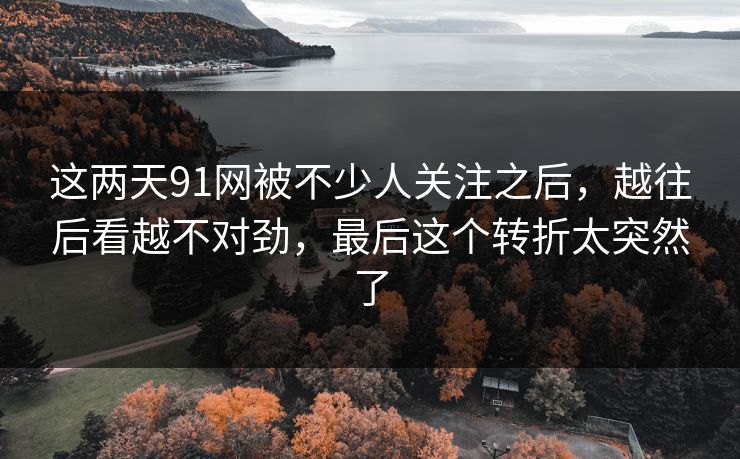 这两天91网被不少人关注之后，越往后看越不对劲，最后这个转折太突然了