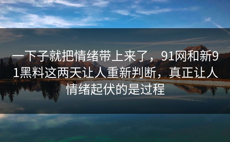 一下子就把情绪带上来了，91网和新91黑料这两天让人重新判断，真正让人情绪起伏的是过程